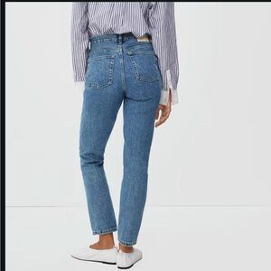 Everlane 90s Cheeky Jean Medium Blue Button Fly Size 24, 28.5 inch inseam